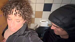 Stepmom's wild public bathroom fuck with stepson!