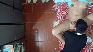 camera captures older stepson interacting with stepmother from ceiling view during their encounter