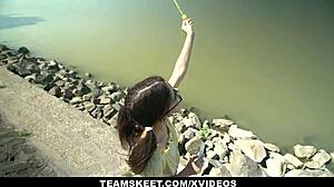 tiny 5'6 sara bell getting pounded in her debut for exxxtra small