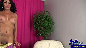 Tattooed Trans Mature Strokes Her Fat Dick in Provocative Solo