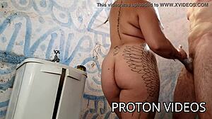 hotwife bent over for doggystyle in shower