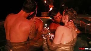 late night hot tub fuckfest with finn august ethan adams colby chambers and mickey knox bareback