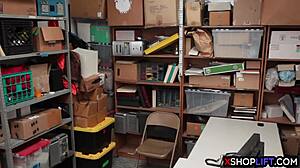 I caught this shoplifting teen with big tits escaping the back office for a blowjob