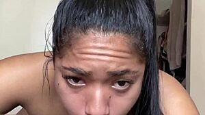 Amateur couple shares deep pov blowjob to big cock