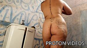 hotwife bent over for doggystyle in shower