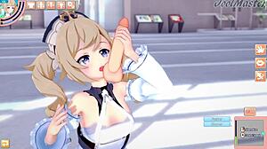 barbara from genshin impact gets wild in shopping center with intense action