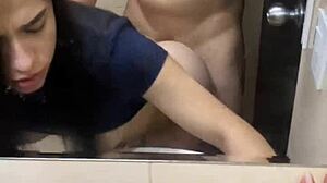 Intense doggystyle fucking with Latina in club bathroom after party meet