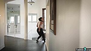 Chubby milf Angela White, the maid with massive tits, serves her big-cocked boss orally