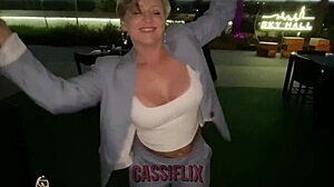 Latina and blonde milf ride cowgirl in erotic live session on chair with jerk off instructions