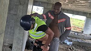 workers bang bareback in empty construction building