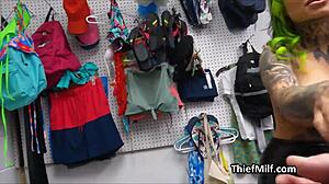 Curvy leather milf gets hard pounding while bent over in hidden cam