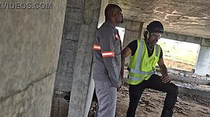 workers bang bareback in empty construction building