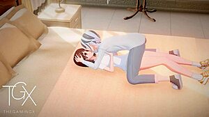 Anime futanari plays sex games with sexy girl