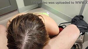 big tits alexis kay strips and blows in fitting room