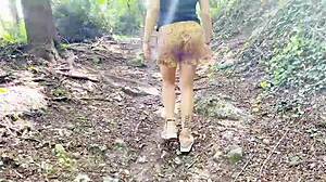 Perfect Body Girl Walks In Woods Shows Ass Pussy