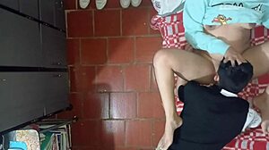 camera captures older stepson interacting with stepmother from ceiling view during their encounter