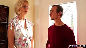 Older Milf Gives Handjob to Big Tits