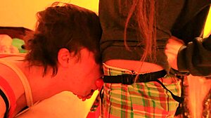 Boyfriend in bondage gets wild with strapon play in kinky setup