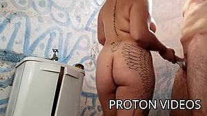 hotwife bent over for doggystyle in shower