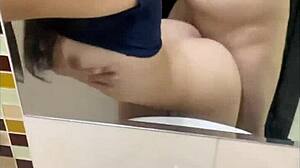 Intense doggystyle fucking with Latina in club bathroom after party meet