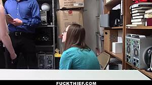 Loss Prevention Officer Punish Fucks Female Suspect as Male Watches in Office