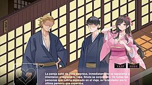 Hentai game where he fucks his wife intensely in front of him.