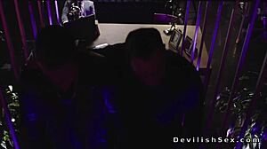 dude fucks sexy blonde in black stockings for cumshot