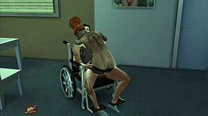 Tattooed girl has sex with invalid in anime hentai