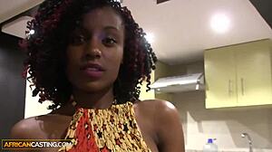 Ebony model in fake casting interview enjoys missionary and riding fuck
