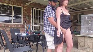 neighbours wife gets outdoor upskirt fuck while he's at work, damn hot! 😈