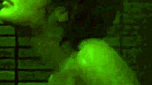 naked asian teen showers outdoors, spied on by voyeur