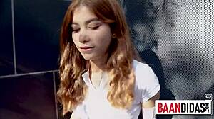 Caught beautiful Peruvian teen Marina Gold on Spain streets for cash