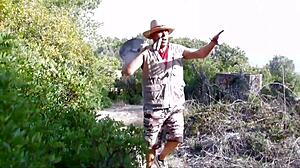 French amateur couple enjoys outdoor sex with creampie