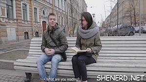 uhh seducin legal age teen in glasses real quick