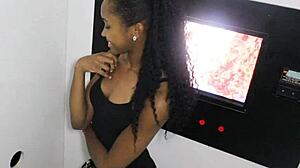 Petite ebony hottie at glory hole