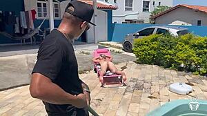 loira wife waits for husband to leave for pool cleaner raul kobra