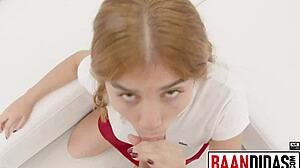 Caught beautiful Peruvian teen Marina Gold on Spain streets for cash