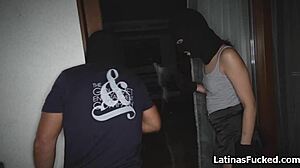 Latina couple breaks into a house where she sucks his cock in hardcore reality