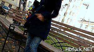 Marvelous girl poses in various positions with group.