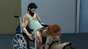 Tattooed girl has sex with invalid in anime hentai