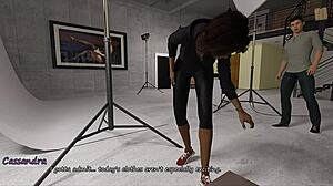 brunette poses for photographer cash