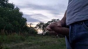 Man Publicly Flashes and Jerks Off Near Unknown Beautiful Girl Who Wants to See Him Cumshot