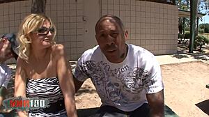 black guy watches busty blonde milf with another man