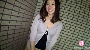 Yasuko Ogata's first AV appearance deepthroating and riding