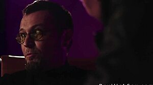 dude fucks sexy blonde in black stockings for cumshot