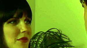 Teacher and Student in Retro Classroom