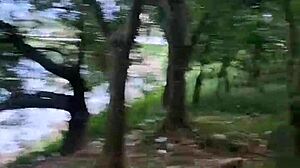 Caught fucking in the forest! Boy barebacks strangers wildly.