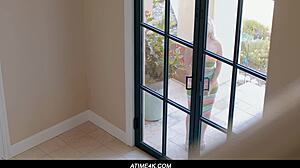 Blonde milf and petite teen fiercely compete for big cock in intense threesome cumshot