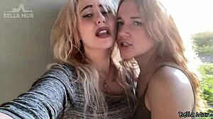 feeling playful outside with my classmate, curvy blonde and redhead teens