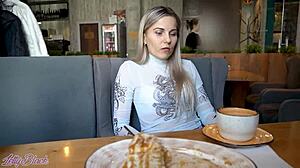 Remote Controlled Vibrator in Crowded Cafe with Letty Black.